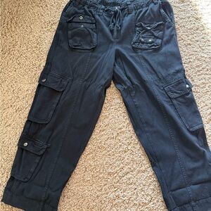 Free People Charcoal Herringbone Drawstring Pants